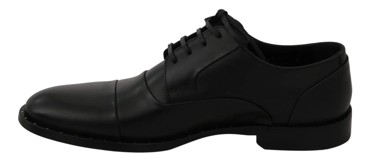 Dolce & Gabbana derby noir en cuir avec bout droit et lacets pour chaussures formelles