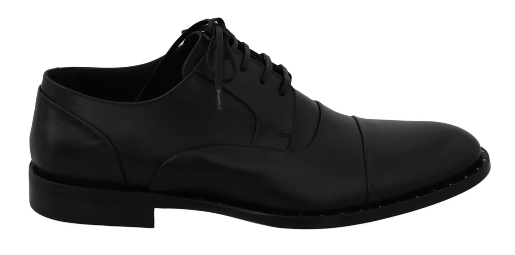 Dolce & gabbana chaussures derby noires en cuir avec bout rapporté et talon bas pour occasions formelles