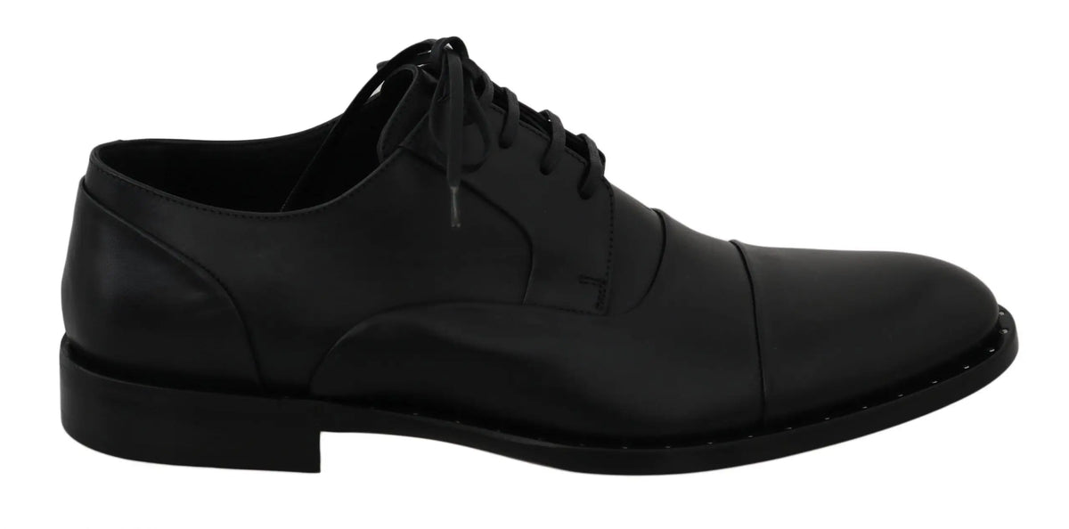 Dolce & gabbana chaussures derby noires en cuir avec bout rapporté et talon bas pour occasions formelles
