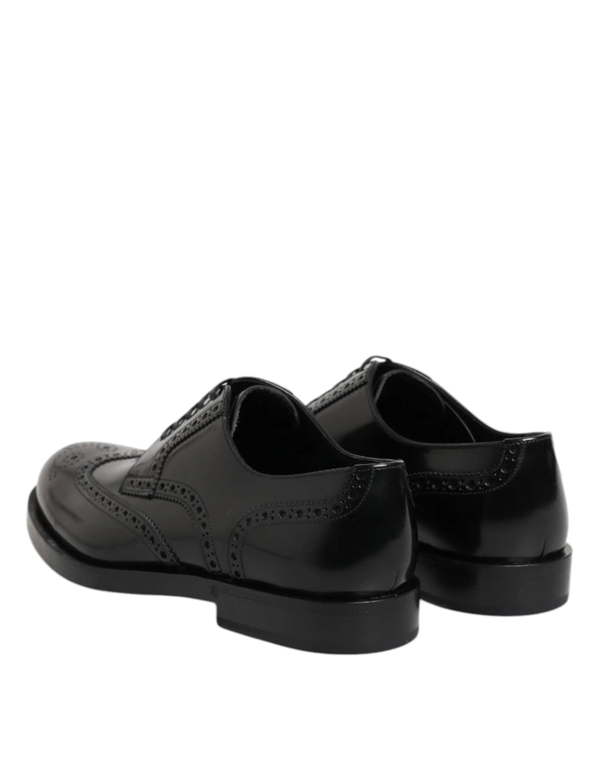 Dolce & Gabbana derby noir en cuir verni avec perforations style brogue et finition polie pour usage formel