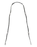 Black leather dolce & gabbana shoulder bag strap with silver-tone hardware and interlocking dg logo chain