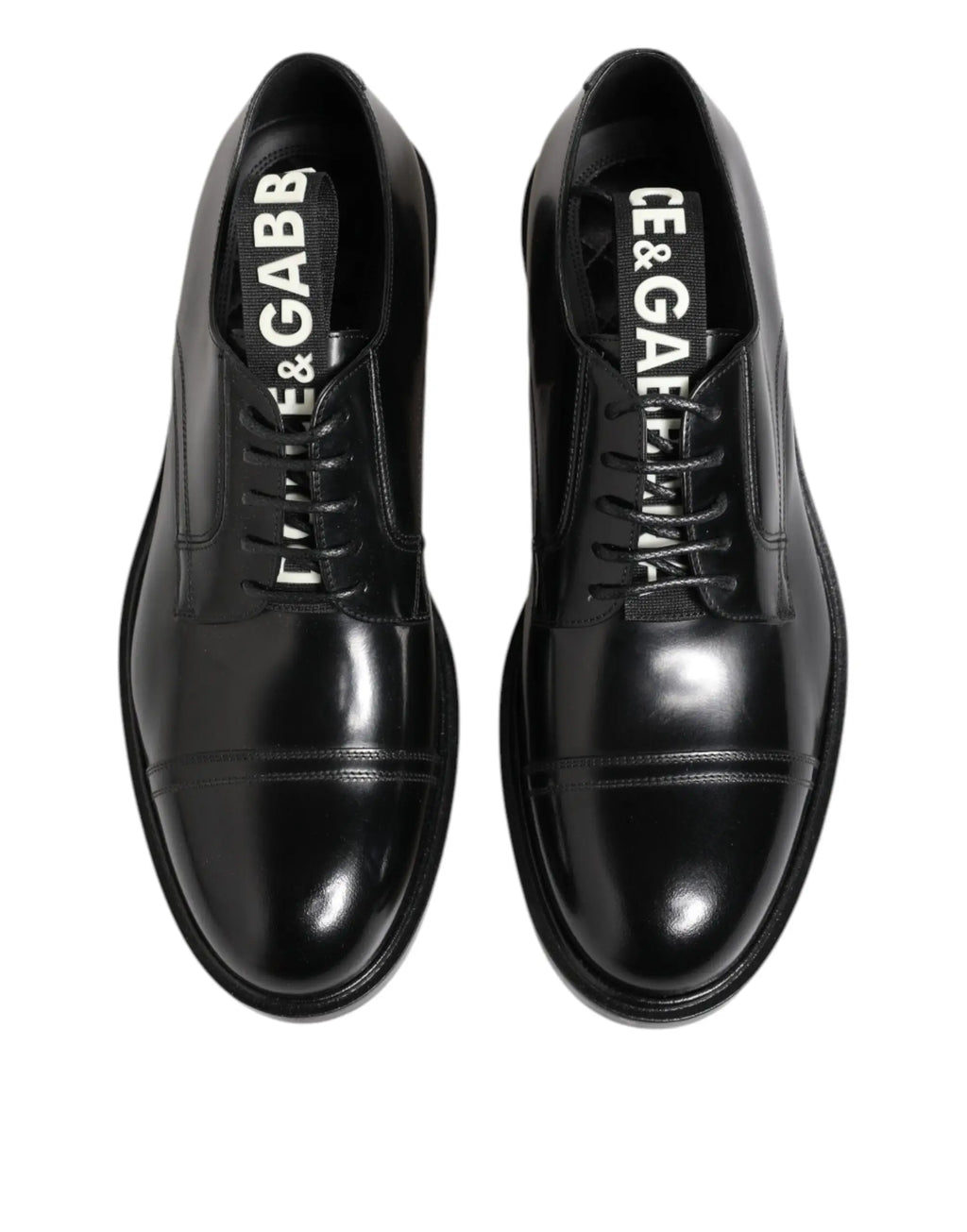 Chaussures habillées noires en cuir verni à lacets pour homme dolce et gabbana avec bout cap et logo ce&gabb