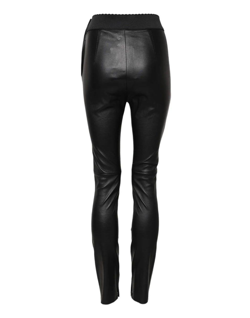 Legging noir en cuir synthétique dolce gabbana avec taille haute élastique et coutures discrètes
