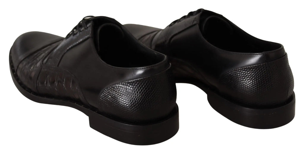 Chaussures habillées noires en cuir dolce & gabbana avec motif peau de serpent texturé au contrefort arrière
