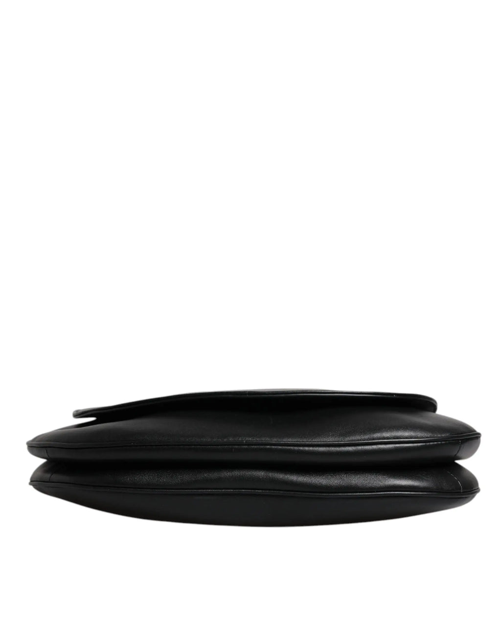 Dolce & gabbana sac épaule en cuir noir avec rabat et design minimaliste avec coutures discrètes
