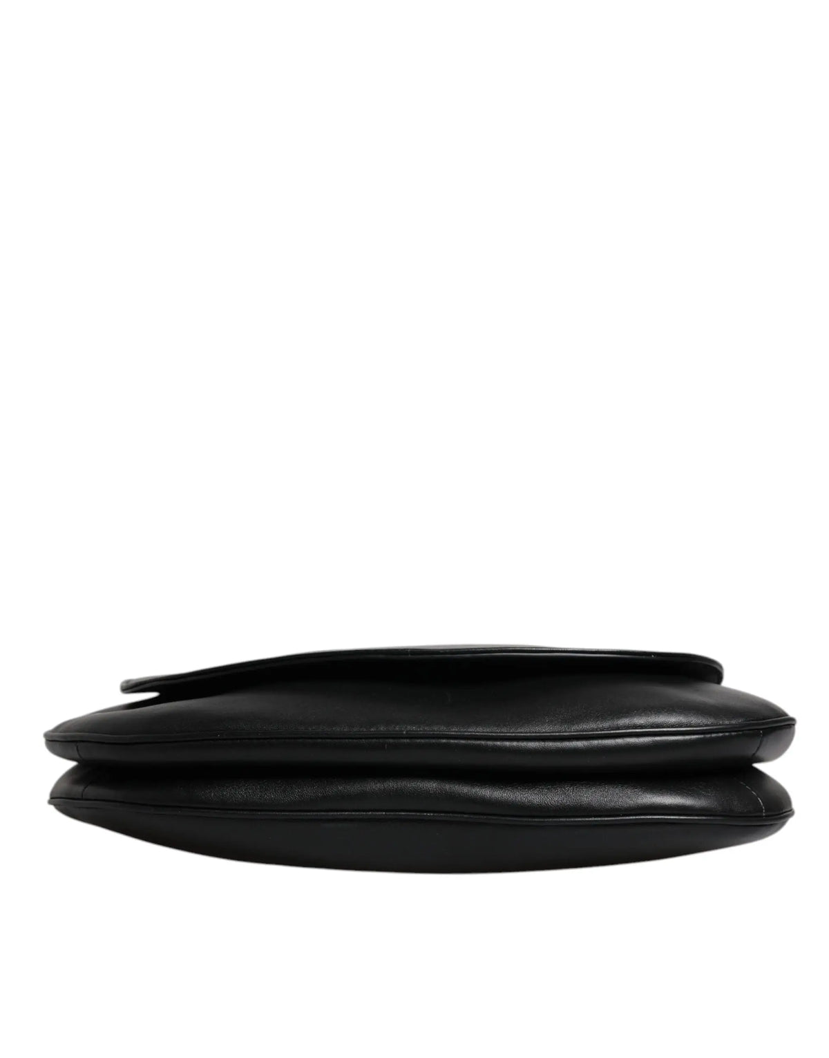 Dolce & gabbana sac épaule en cuir noir avec rabat et design minimaliste avec coutures discrètes