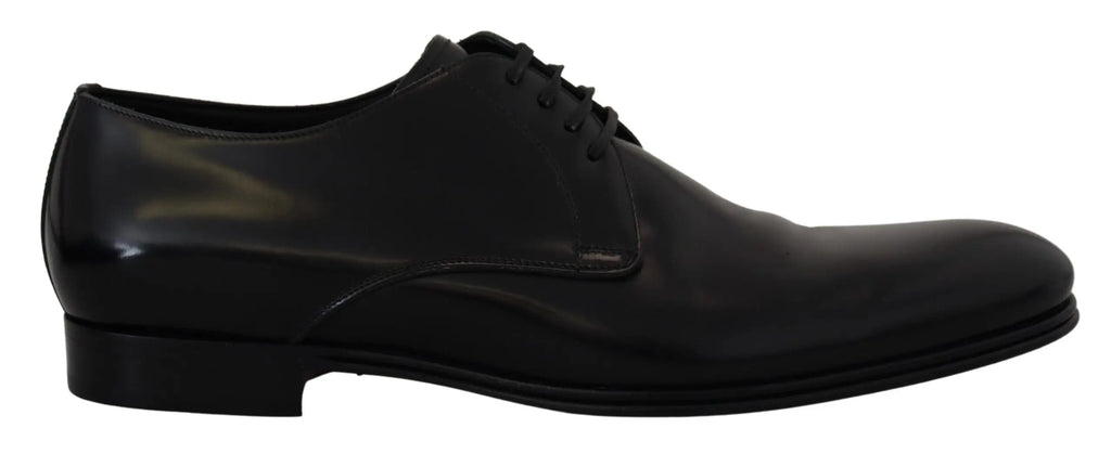 Derby noir en cuir verni dolce gabbana avec finition brillante et design classique à lacets pour tenue formelle