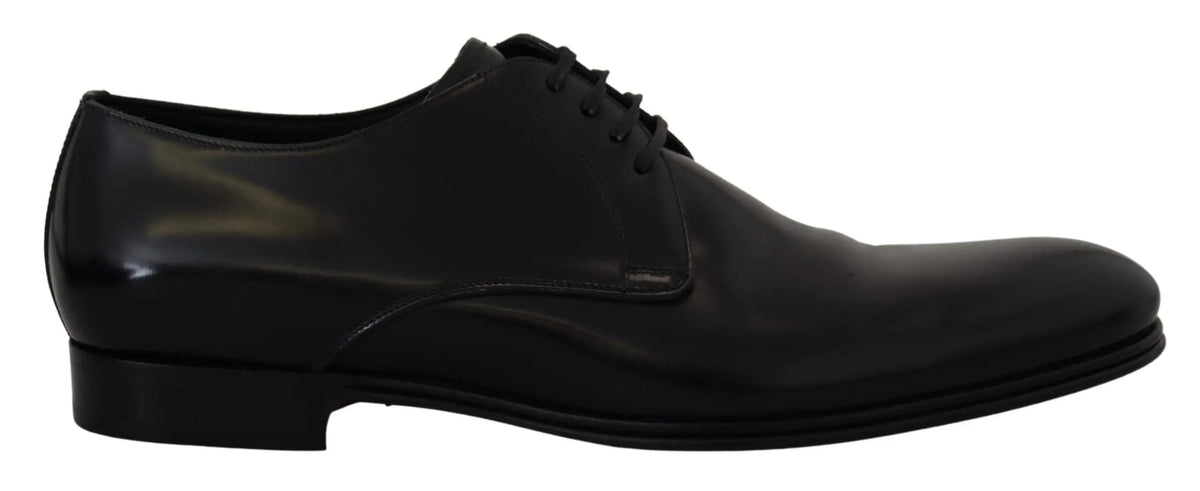 Derby noir en cuir verni dolce gabbana avec finition brillante et design classique à lacets pour tenue formelle