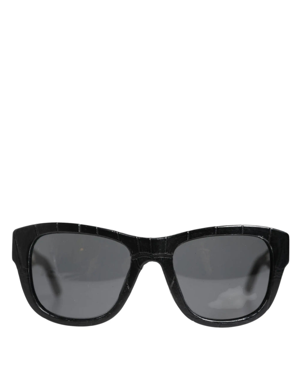 Lunettes de soleil dolce & gabbana dg4177 en cuir noir avec texture crocodile et verres gris foncé teintés