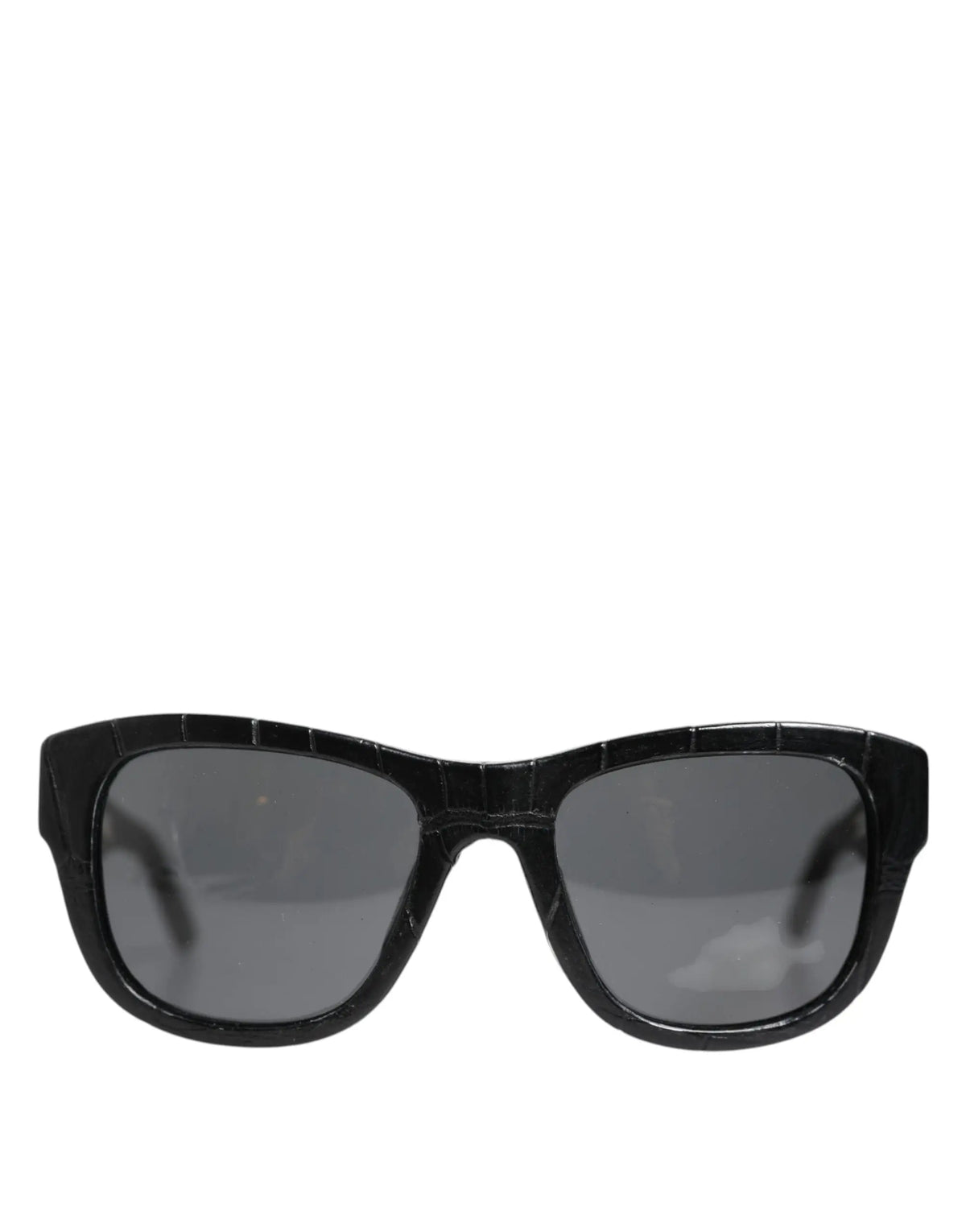 Lunettes de soleil dolce & gabbana dg4177 en cuir noir avec texture crocodile et verres gris foncé teintés