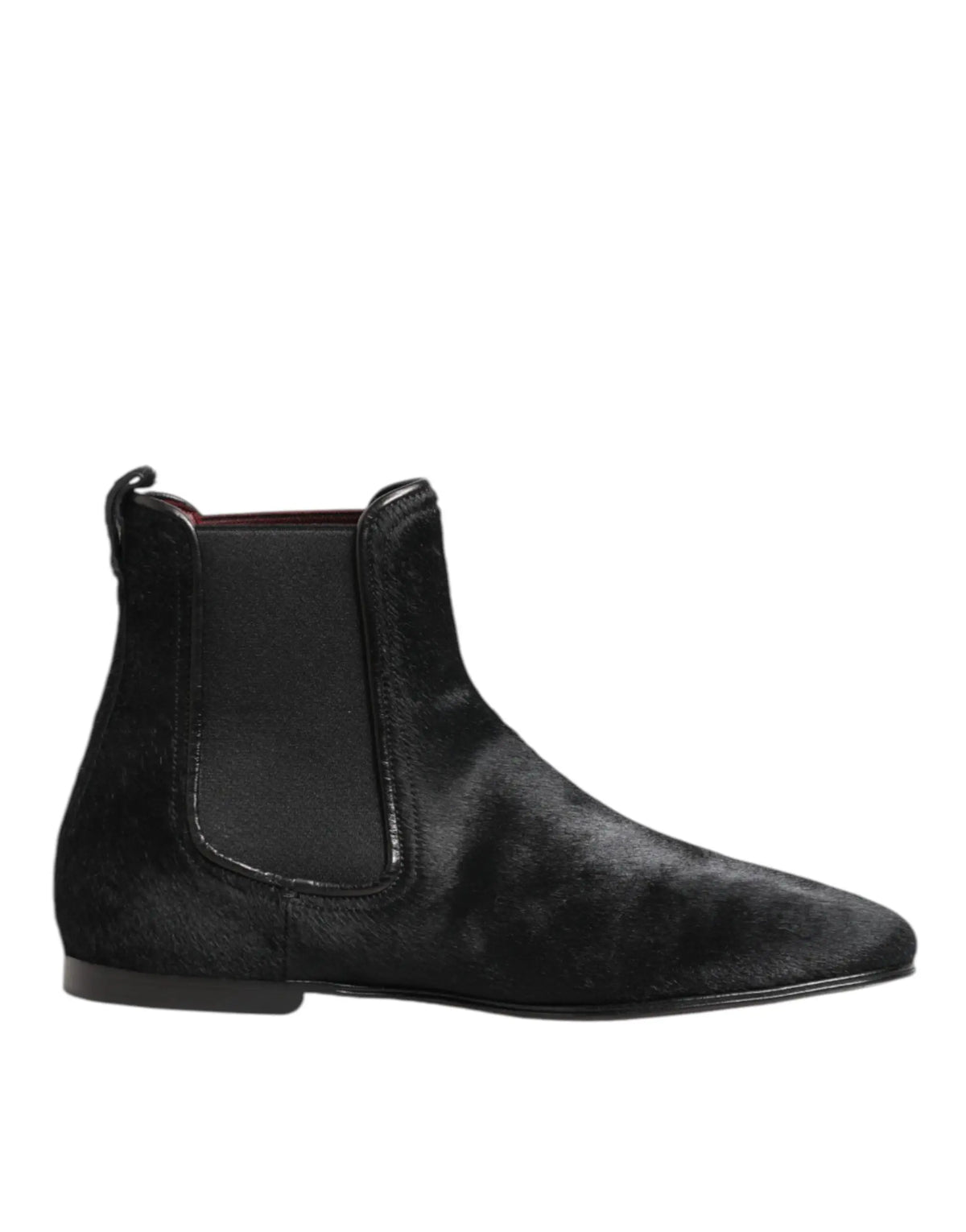 Dolce & gabbana bottes chelsea homme en cuir noir avec empeignes en daim et panneaux elastiques cote pointsues