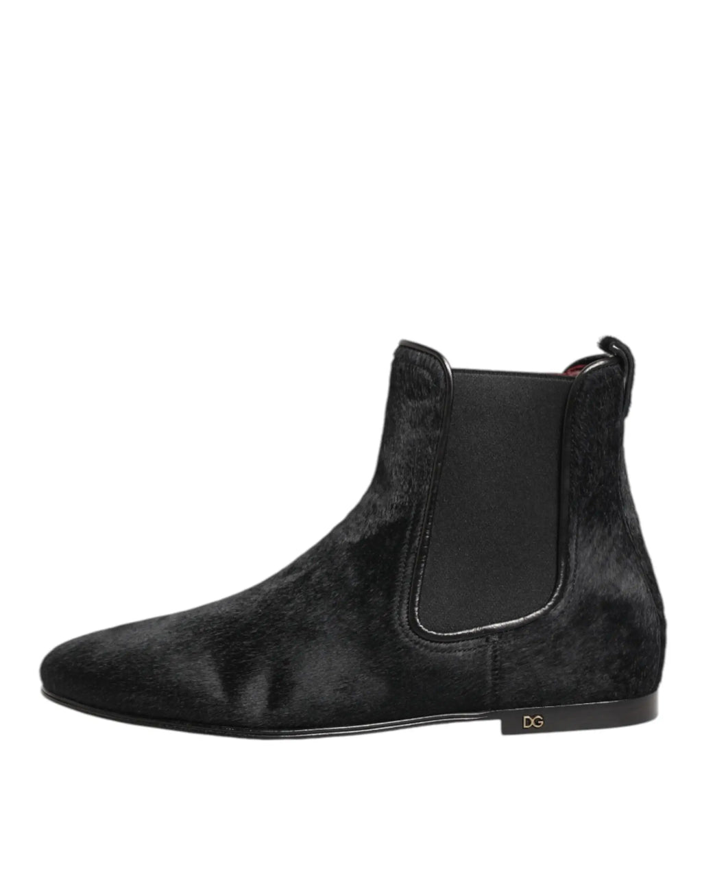 Chelsea boot en daim noir avec panneaux elastiques minimalistes dolce et gabbana en cuir avec fourrure homme