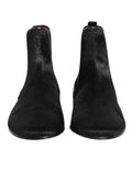 Douce gabbana bottes chelsea homme en cuir noir avec finition mate en daim et panneaux elastiques lateraux
