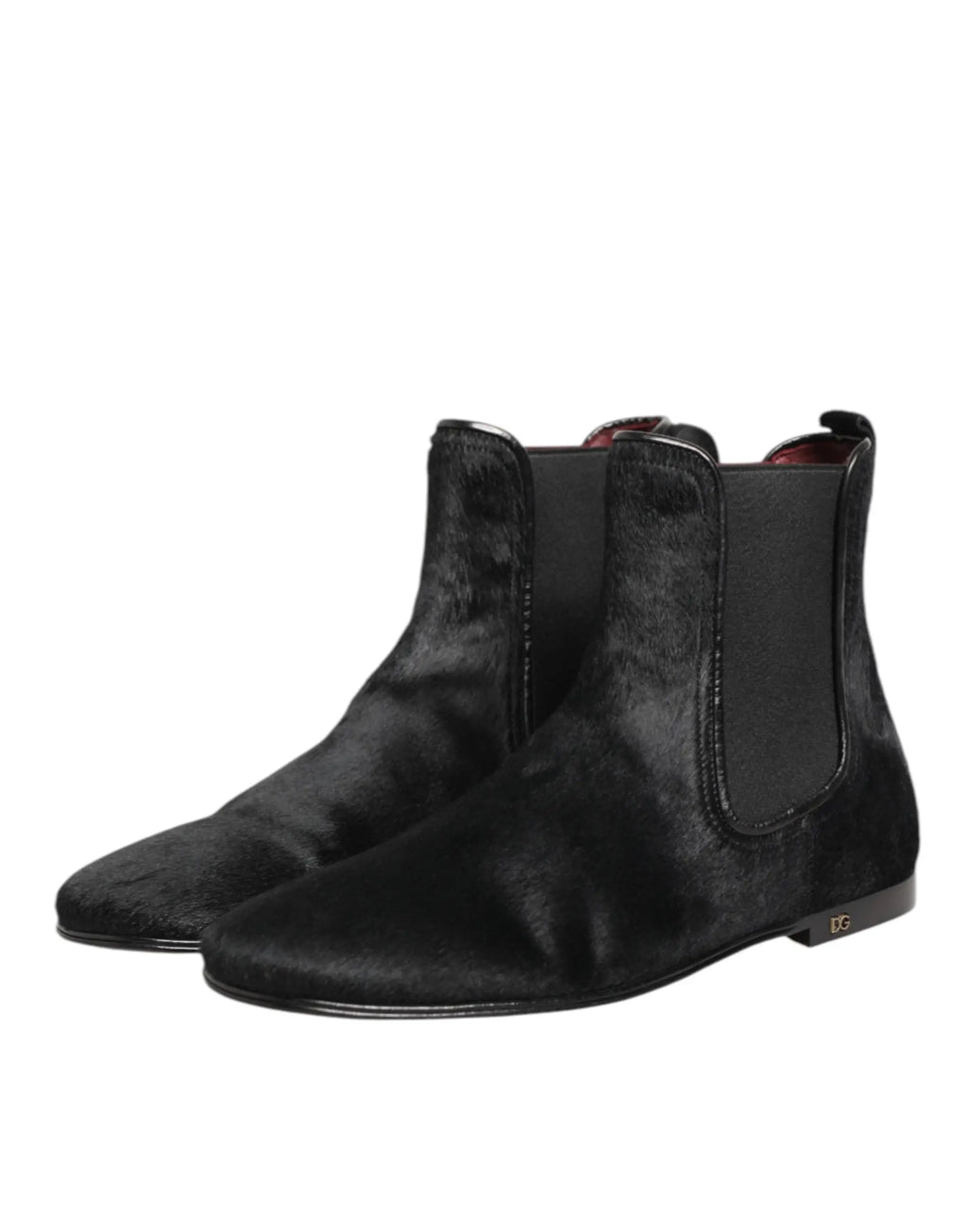 Bottes chelsea dolce & gabbana pour homme en cuir noir avec finition texturée et panneaux élastiques en suède