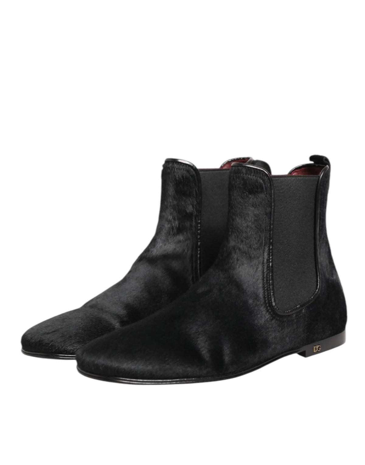 Bottes chelsea dolce & gabbana pour homme en cuir noir avec finition texturée et panneaux élastiques en suède