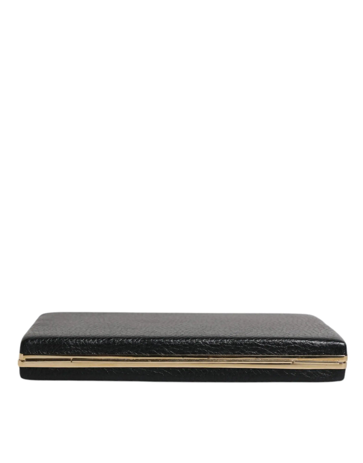 Dolce & gabbana clutch en cuir noir texturé avec fermoir métallique doré pour soirée elegante