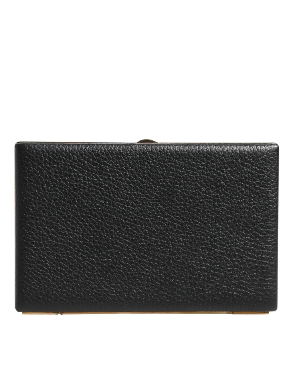 Dolce & gabbana clutch noir en cuir grainé avec fermoir doré pour soirée élégante