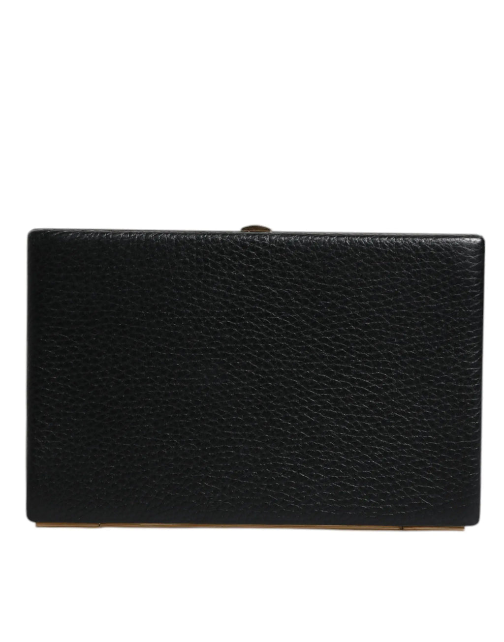 Dolce & gabbana black leather clutch with gold frame hardware for evening and party use