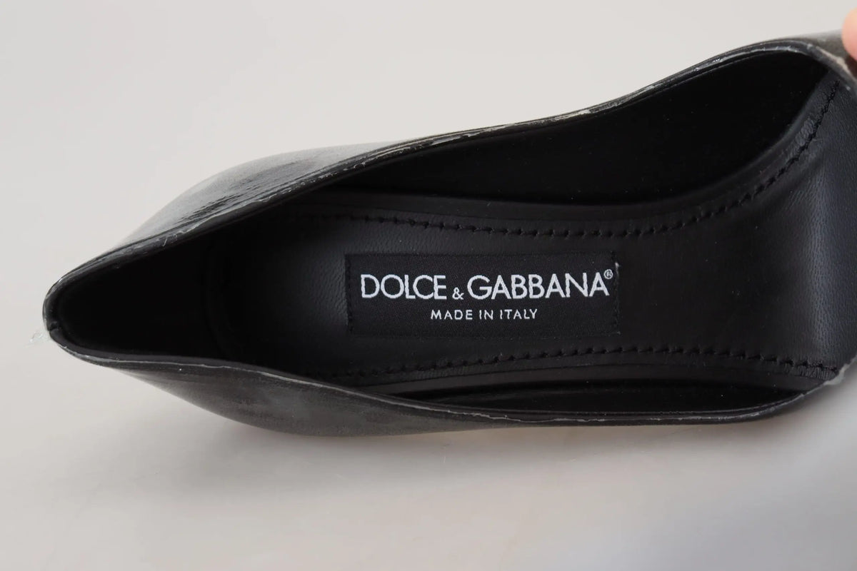 Dolce & gabbana escarpins noirs en cuir avec bout pointu et finition brillante emballés sous plastique