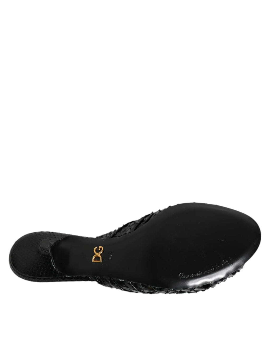 Mule sandal en cuir tressé noir dolce gabbana avec logo d&g doré sur la semelle intérieure