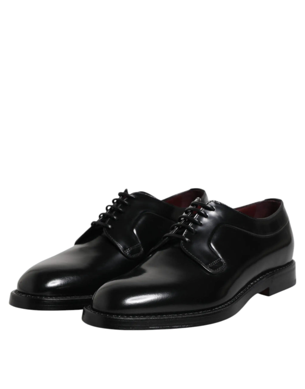 Dolce & gabbana derby noir en cuir verni avec lacets sombres pour tenue habillée formelle