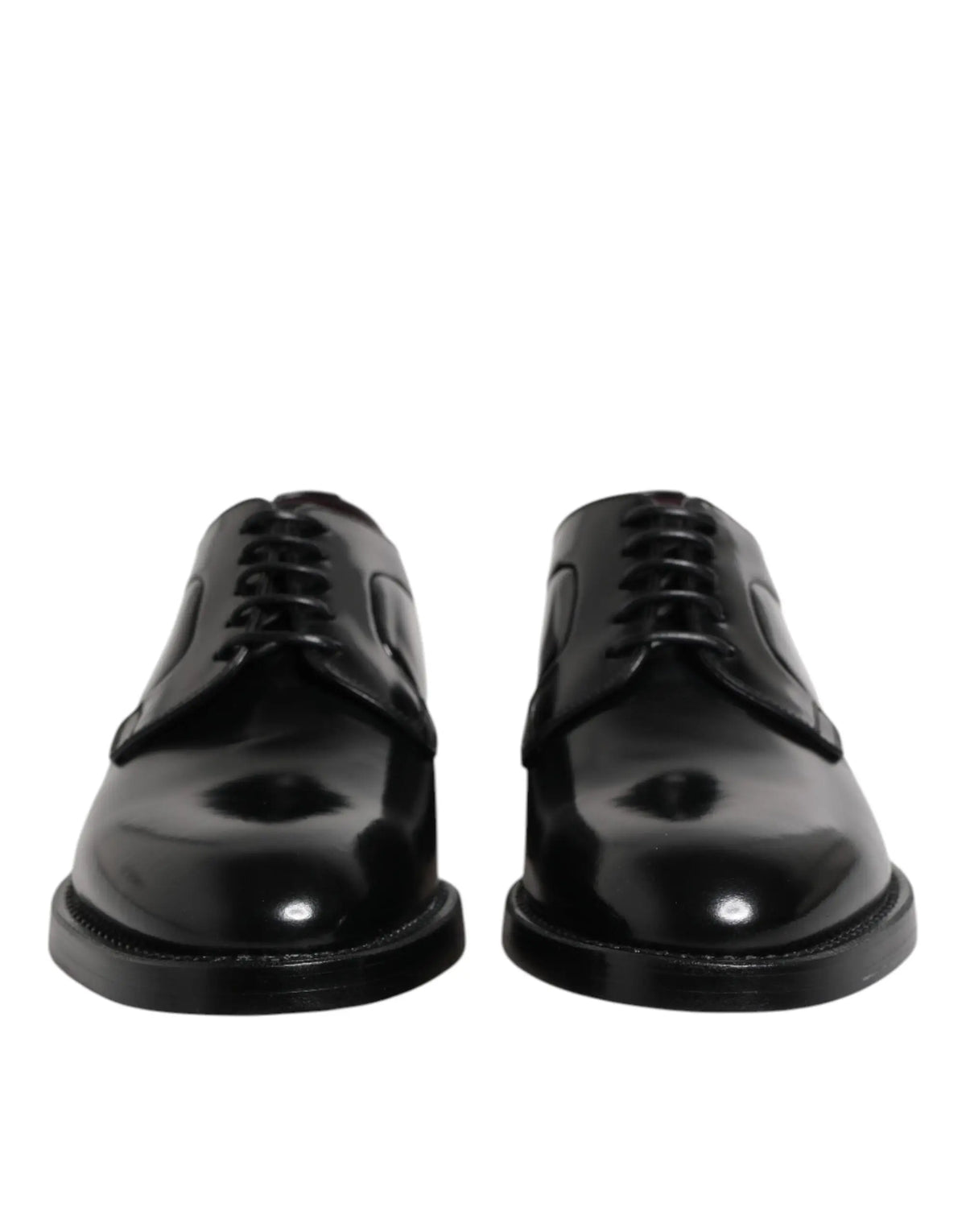 Dolce & gabbana chaussures derby noires en cuir verni avec finition polie et lacets classiques pour tenue formelle