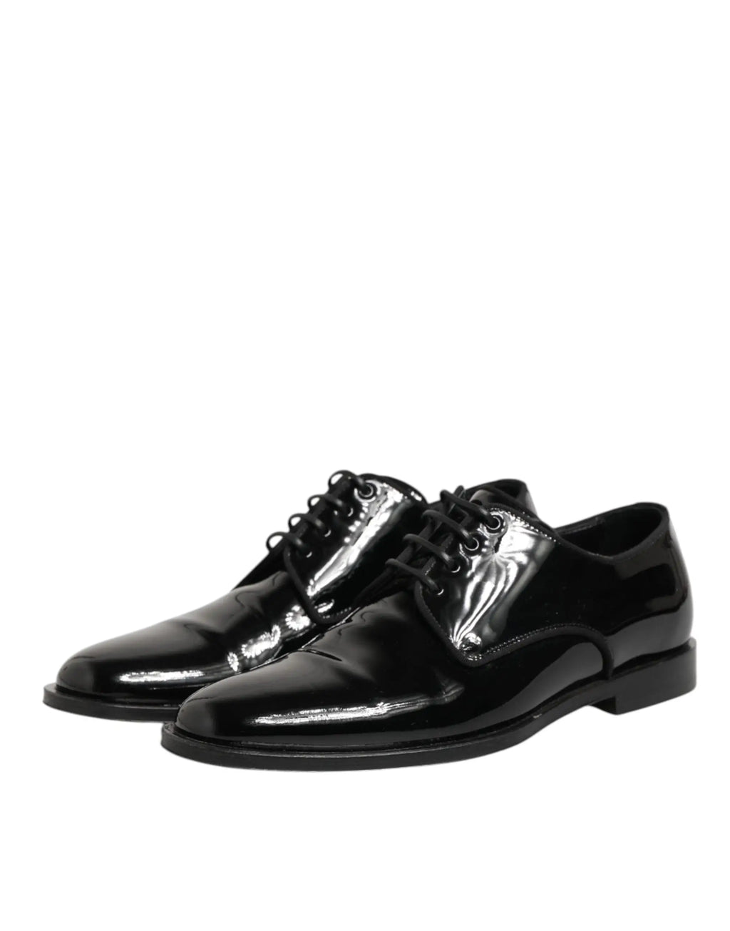 Dolce gabbana chaussures derby noires en cuir verni à lacets avec finition brillante et design classique oxford