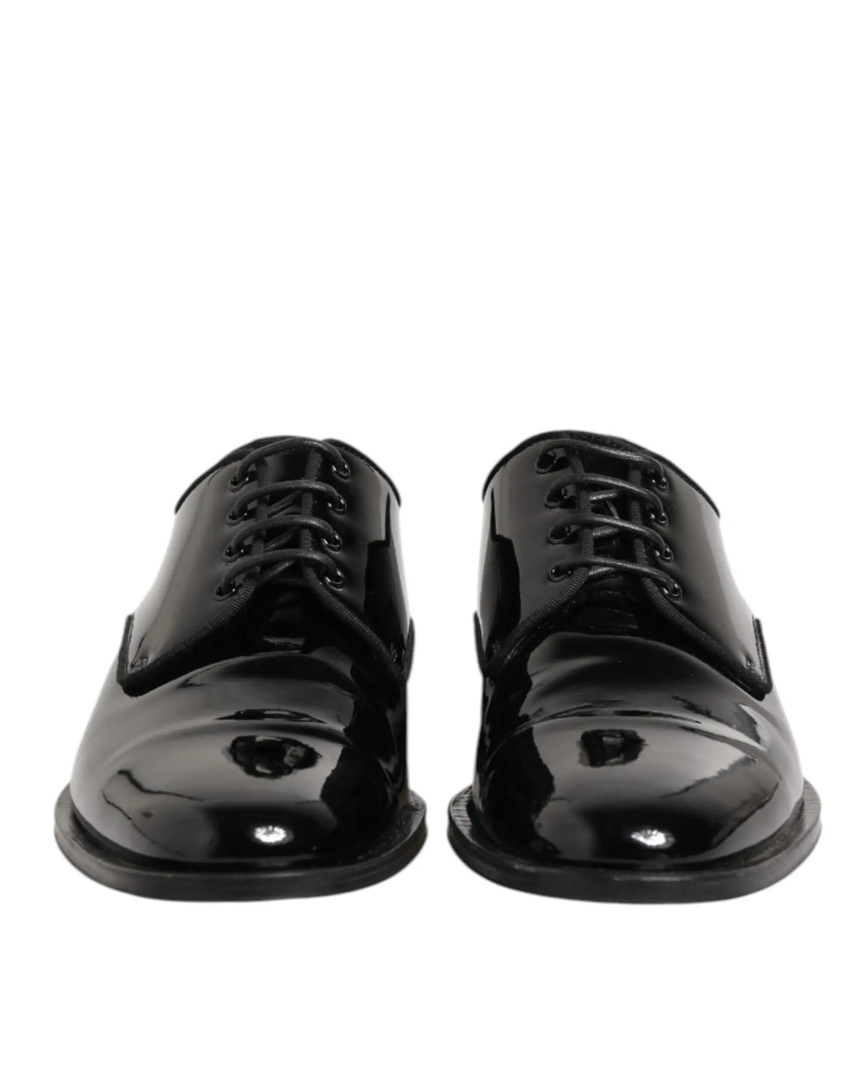 Derby noir en cuir verni de dolce & gabbana avec finition brillante et lacets classiques pour tenue formelle