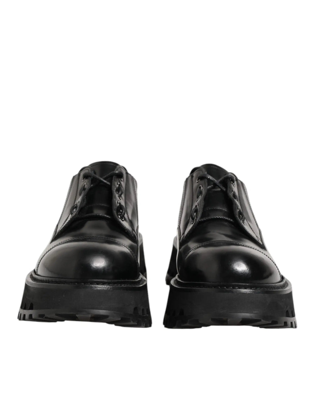 Dolce & gabbana chaussures derby homme en cuir noir à lacets avec semelle gomme texturée et épaisse