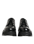 Dolce & gabbana chaussures derby homme en cuir noir à lacets avec semelle gomme texturée et épaisse