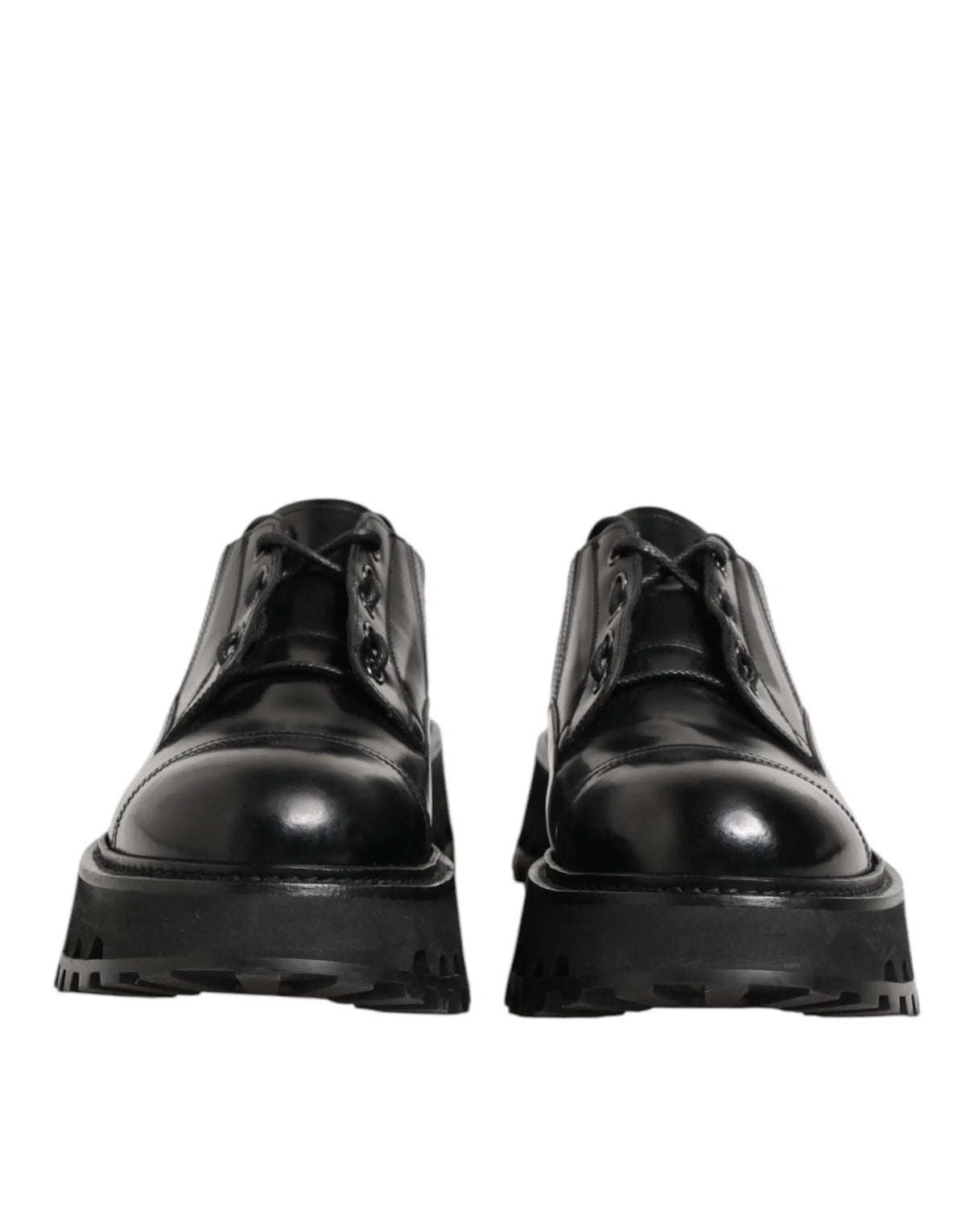 Dolce & gabbana chaussures derby homme en cuir noir à lacets avec semelle gomme texturée et épaisse