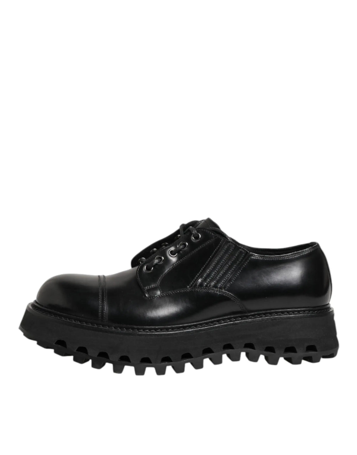 Dolce & gabbana derby homme en cuir noir avec lacets et semelle épaisse texturée pour chaussures habillées