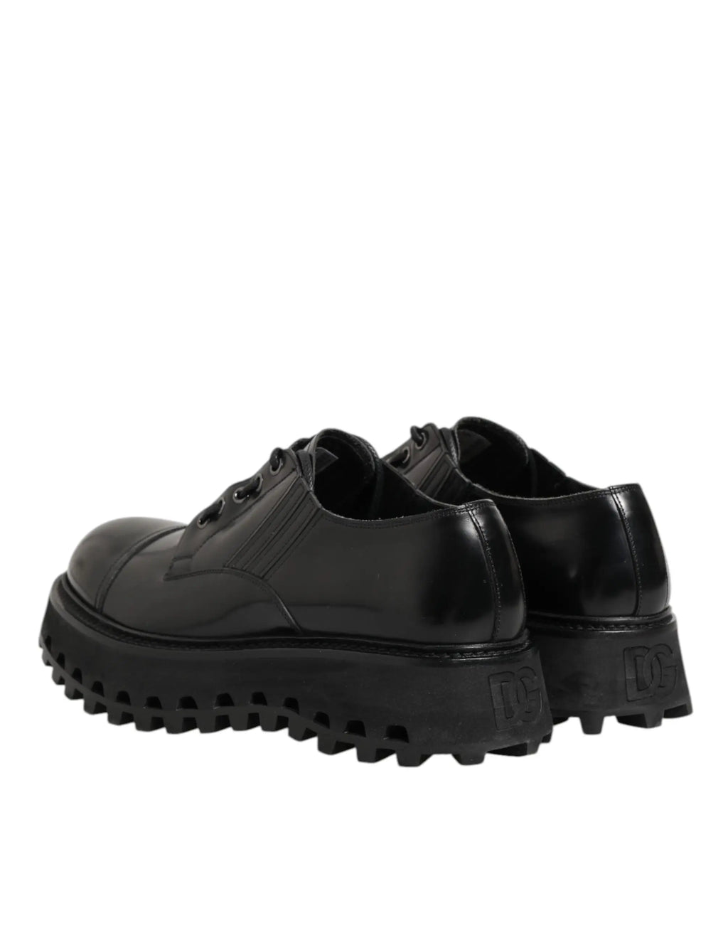 Dolce & gabbana derby homme en cuir noir avec lacets et semelle épaisse texturée pour tenue habillée