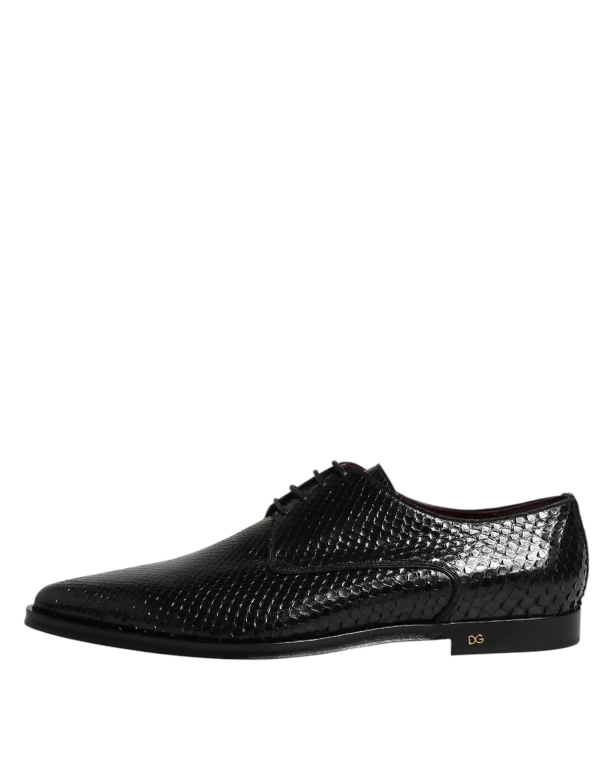 Dolce & gabbana derbies homme en cuir noir avec texture brillante effet peau de serpent et lacets classiques
