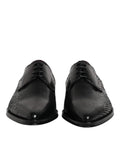 Dolce & gabbana derby homme en cuir noir verni avec texture serpent subtile et bouts pointus