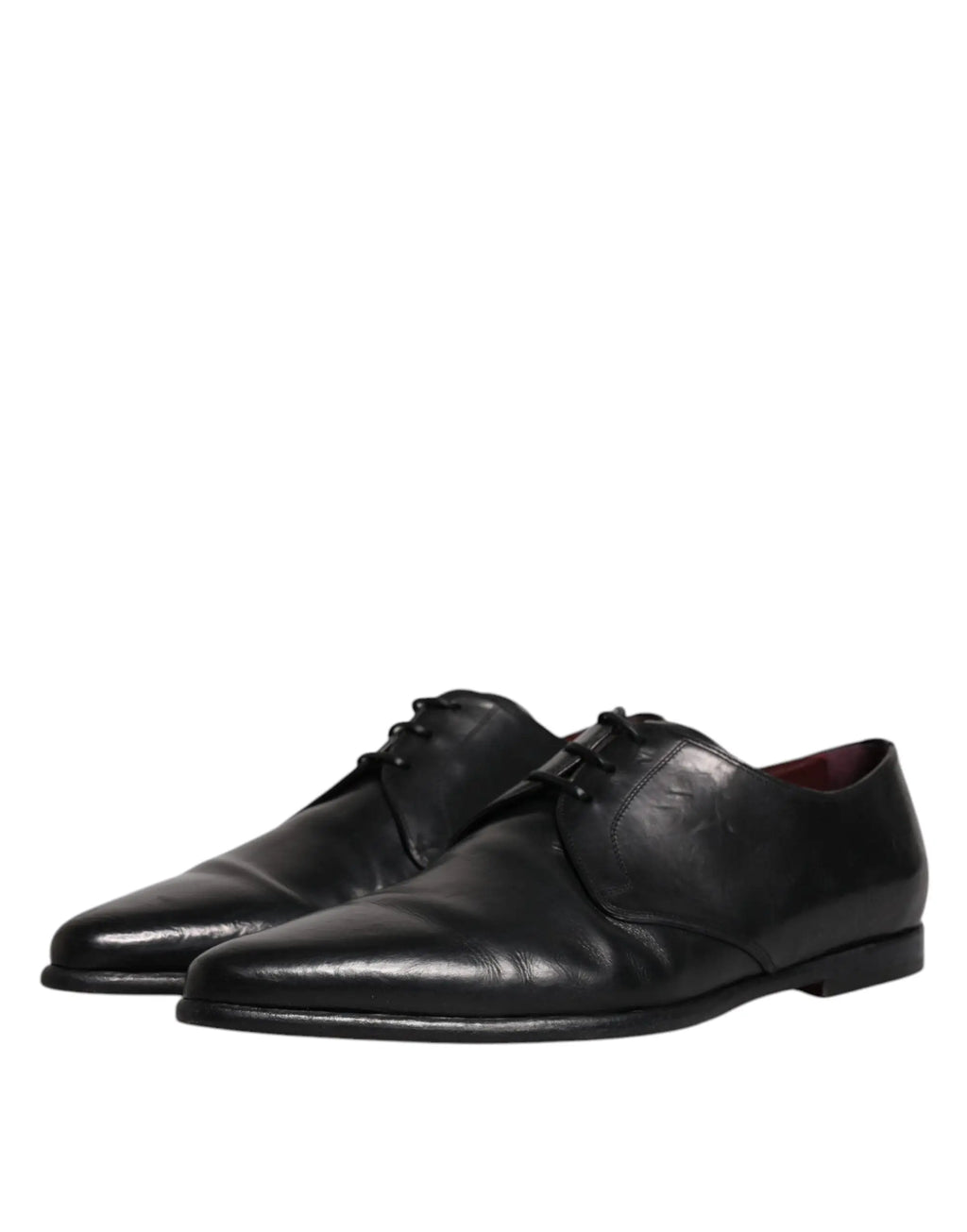 Dolce & gabbana chaussures derby homme en cuir noir à lacets avec bout pointu et semelle profilée basse