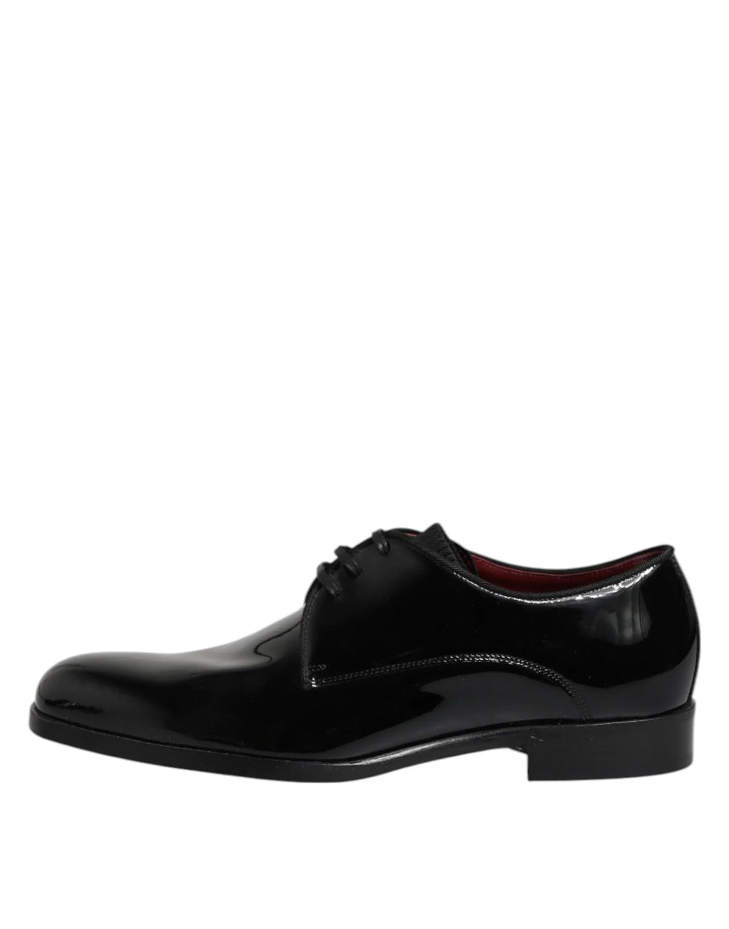 Dolce & gabbana chaussures derby homme en cuir noir verni avec lacets et doublure rouge polie
