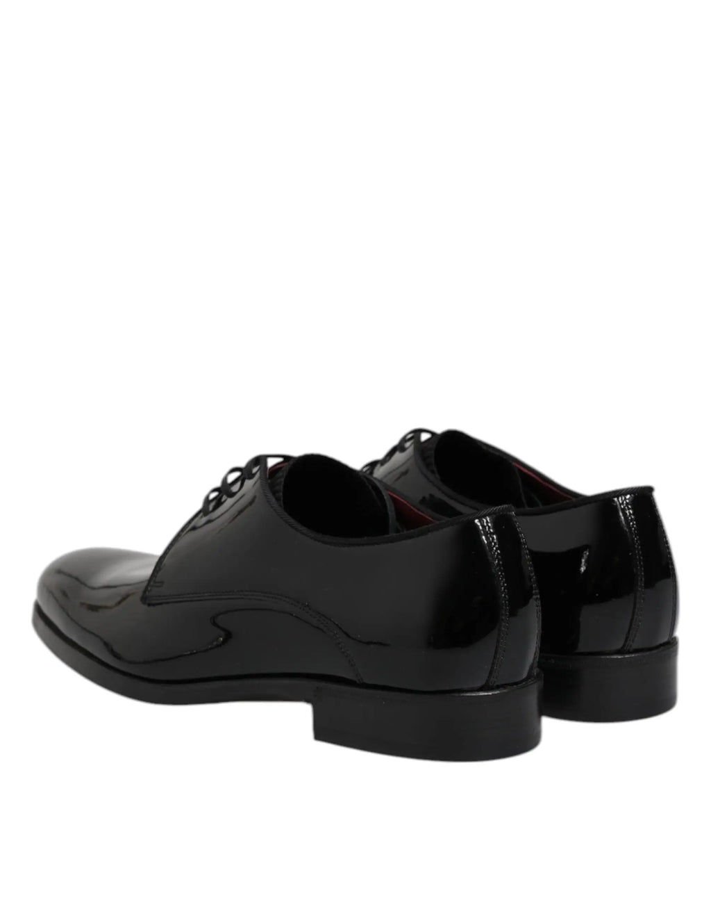 Dolce & gabbana chaussures derby homme en cuir noir verni à lacets avec finition brillante et design classique à ailes