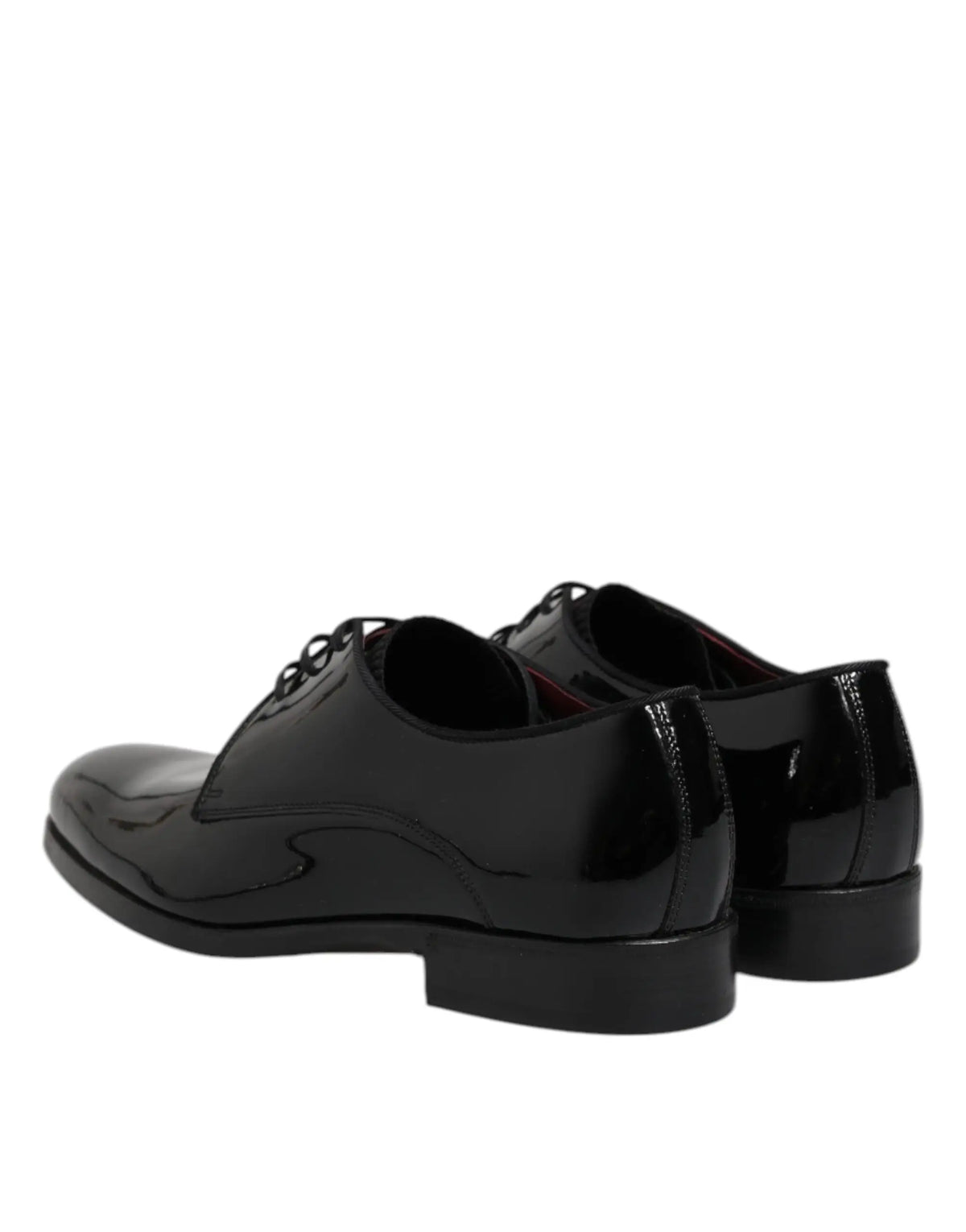 Dolce & gabbana chaussures derby homme en cuir noir verni à lacets avec finition brillante et design classique à ailes