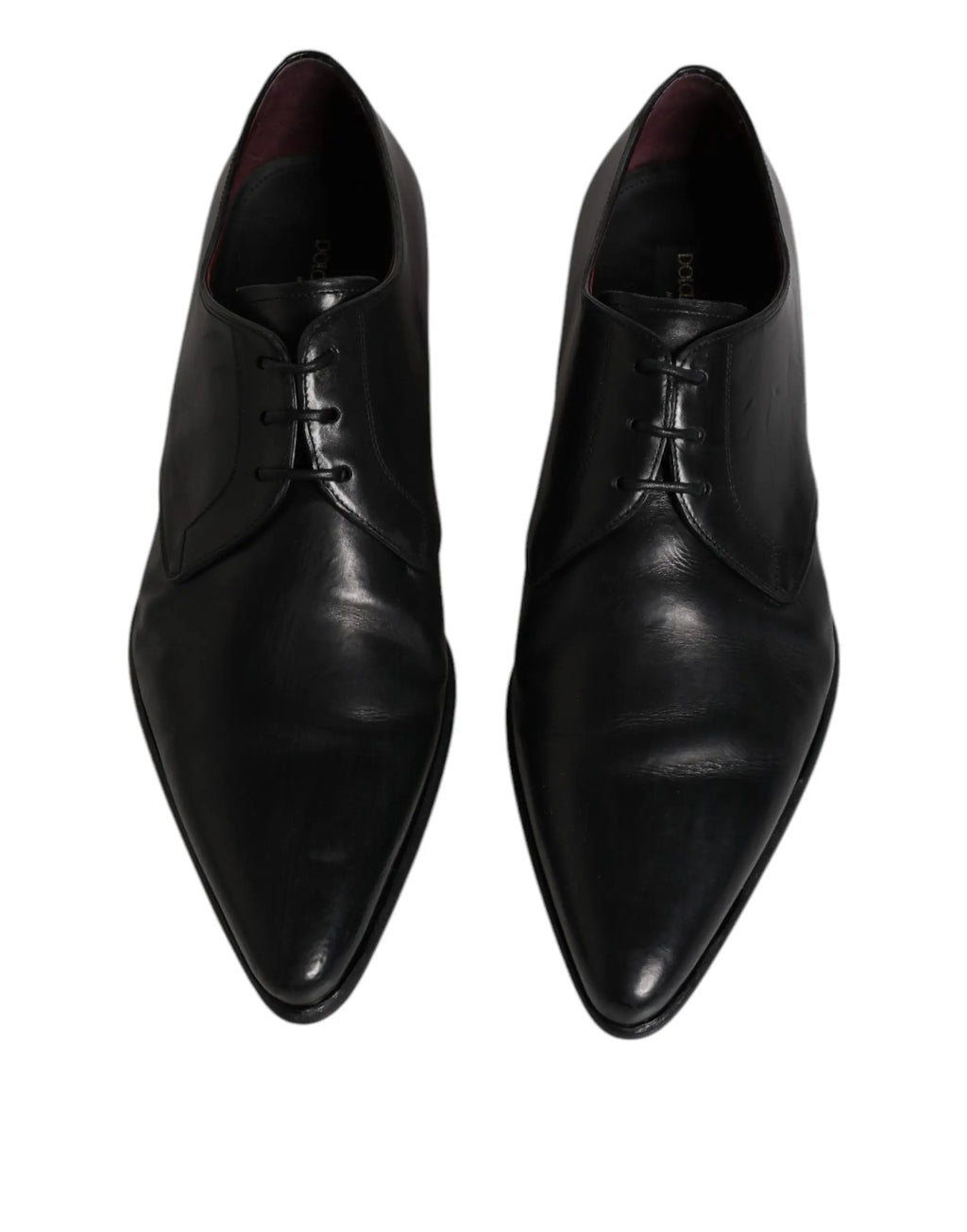 Dolce & gabbana chaussures derby homme en cuir noir avec lacets et bout pointu pour usage formel