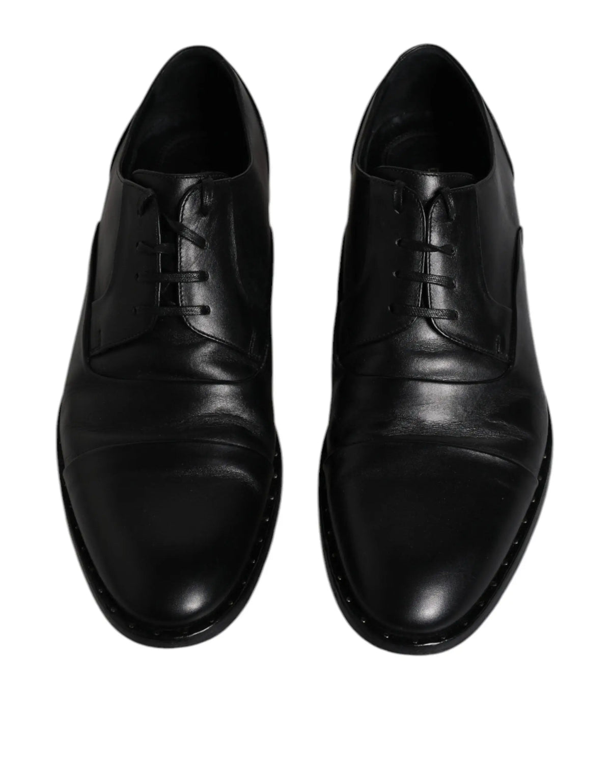 Chaussures derby homme dolce gabbana en cuir noir à lacets avec finition brillante pour tenue formelle