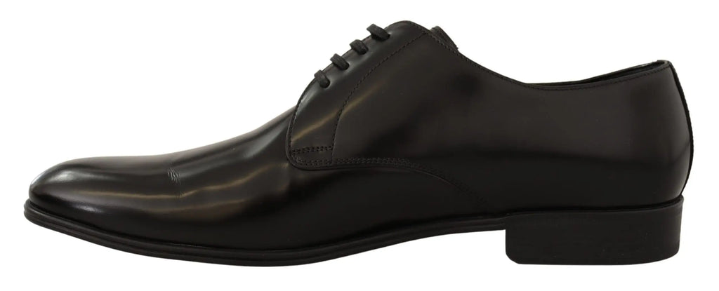 Dolce & gabbana derby homme en cuir noir avec finition polie et design classique à lacets