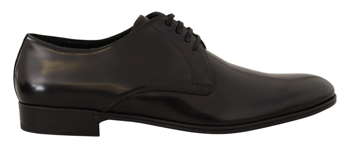 Dolce & gabbana derby homme en cuir noir verni avec finition polie et lacets classiques