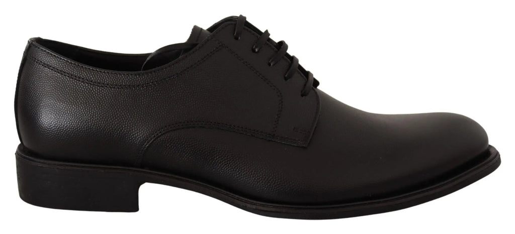 Dolce & gabbana derby homme noir en cuir avec lacets et finition brillante idéal pour chaussures formelles