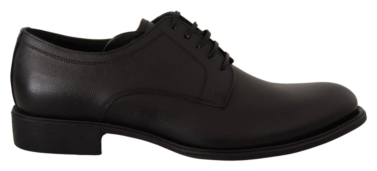 Dolce & gabbana derby homme noir en cuir avec lacets et finition brillante idéal pour chaussures formelles