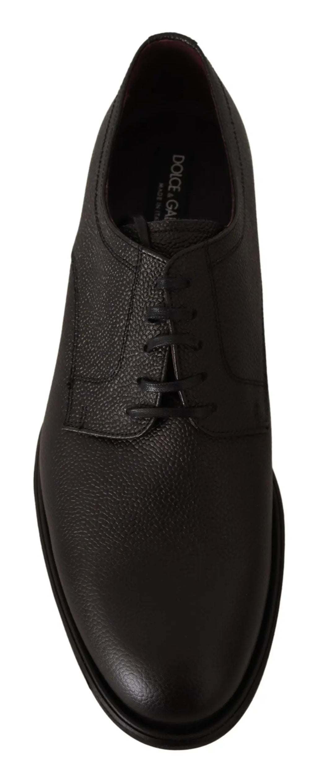 Dolce & gabbana chaussures derby homme noires en cuir avec surface texturée et design classique à lacets