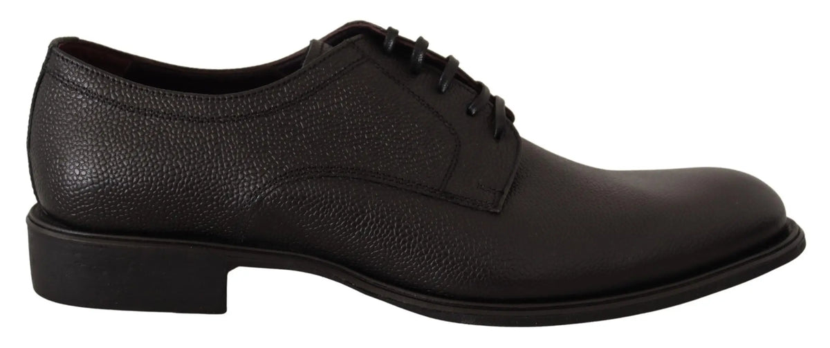 Dolce & gabbana chaussures derby hommes formelles en cuir noir avec finition grainée et lacets élégants