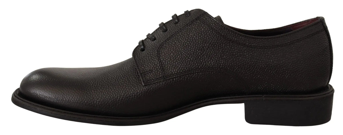 Chaussure derby homme dolce & gabbana en cuir noir avec surface texturée et design classique à lacets formels