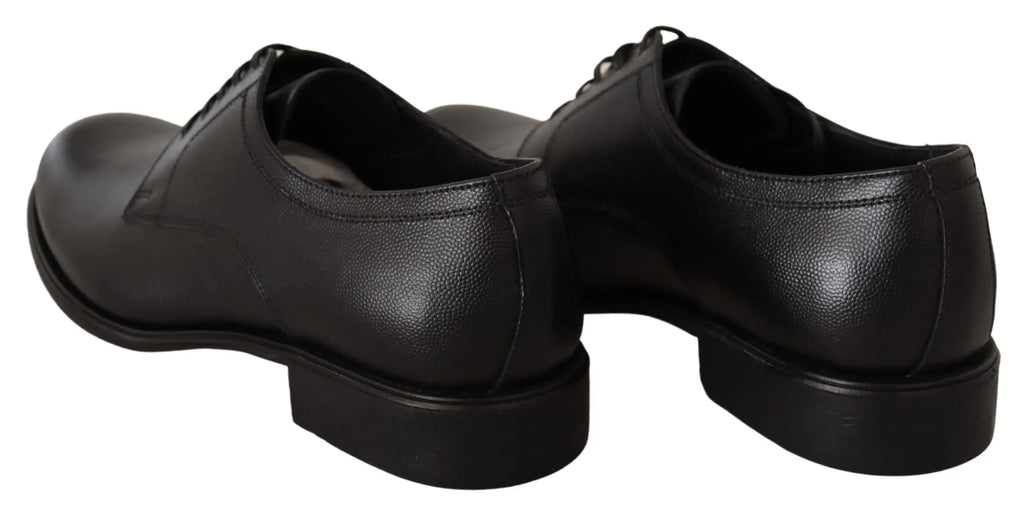 Dolce & gabbana chaussures derby homme en cuir noir avec design oxford classique et talons blocs bas
