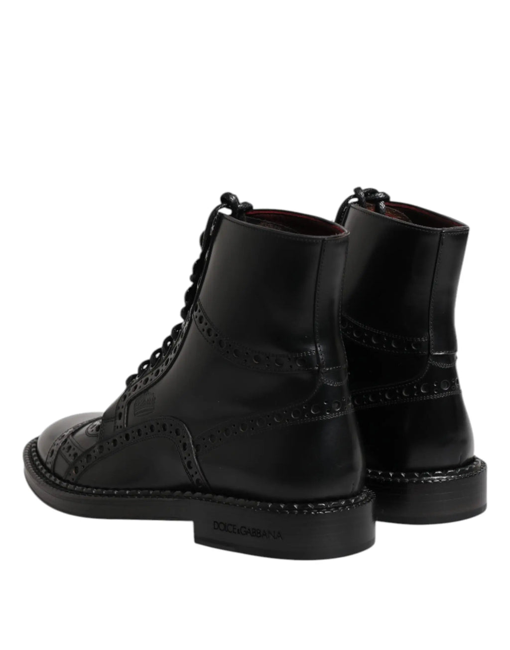 Dolce & Gabbana bottes montantes en cuir noir avec finition brillante et design classique à lacets homme